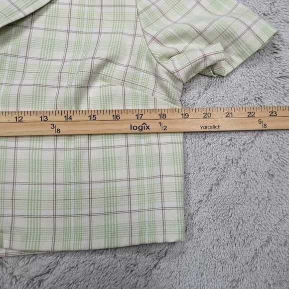Aritzia Sunday Best Shirt Women's M Green Plaid Tuesday Crop Button Notch Collar - Picture 4 of 8